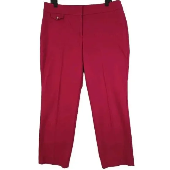 LOFT ~Woman Size 12~ Raspberry Pink Skinny Ankle Pants ~"JULIE"~ Cotton Blend. - Picture 8 of 11